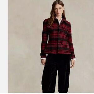 Polo Ralph Lauren Red Black Plaid Utility Twill Workwear Shirt Jacket 4 Nwt